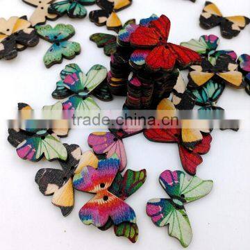 colorful butterfly natural wooden button