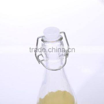 1000ml/500ml/250ml Clear Empty Glass Beverage Bottles With Plastic Clamp Lid Wholesale
