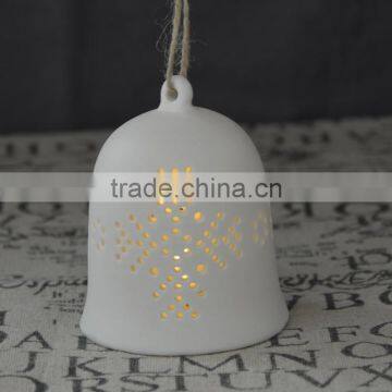 Ceramic Indoor Christmas LED Light Bell With Hollow Design Wholesale photo-4