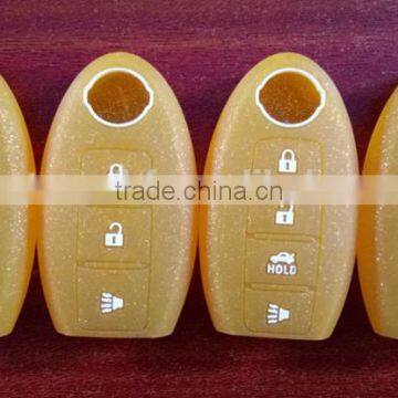 for Nisan Altima Murano Silicone Car Key Coevr,4 Buttons Remote Key Fob Case With Gold Powder photo-3
