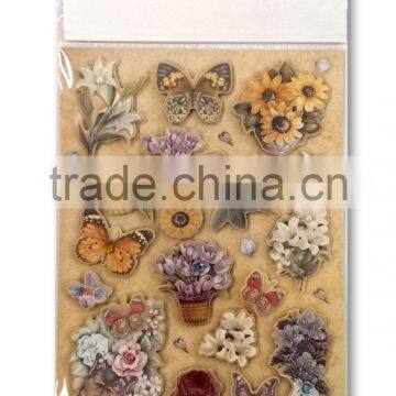 3D Elegant Lily & Sunflower & Butterfly Design Sticker, Decorative Glitter Sticker With Color Gems/Rhinestone photo-2