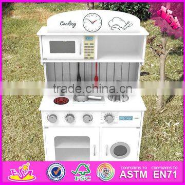 2017 New Design Pretend Play White Wooden Toy Kitchens for Toddlers W10C267 photo-3
