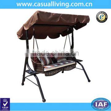 Outdoor furniture double seats rattan hanging swing chair for garden leisure