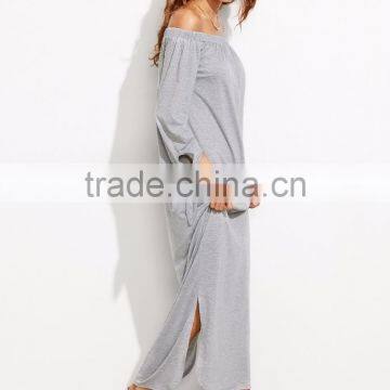 Latest Design Straight Dress Styles off Shoulder Women Maxi Dress Long Sleeve photo-2