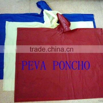 100% PEVA Adult Rain Poncho for Promotion(Red, White and Blue)