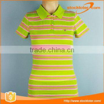 Stock Teen Girls Polyester Slim Fit Polo Shirts Many Color Patterns