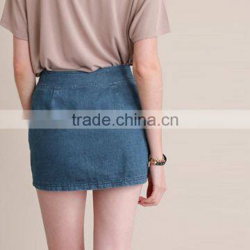 HAODUOYI Summer Women Skirts Casual Solid Blue Denim Female Mini Skirt Streetwear Ladies Zippers Brief Skirt for Wholesale photo-5
