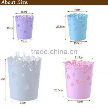 Flower Design Plastic Deskside Waste Basket Middle East Market Garbage Can photo-6