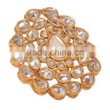 POLKI Pearl GOLD COCKTAIL FINGER Ring photo-3