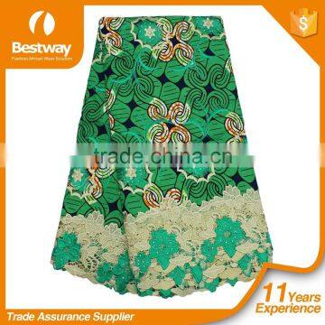 Wholesale Cord Lace Border African Veritable Ankara Fabric With Stones For Dress BLW017-6 photo-2