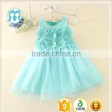 New India and Pakistan Clothing child Green handmade Flower wedding dress sweet girl Fluffy party dresses