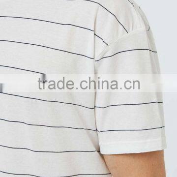 Custom Mens White off Black Stripes t Shirts 100% Cotton Summer Wear T-shirts for Man photo-4