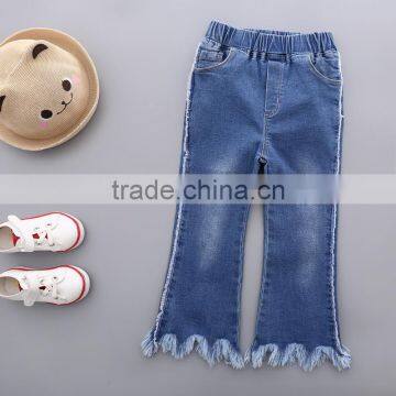 S33441W Girls Denim Pants Kids Flares Bell-bottomed Soft Jean Pants