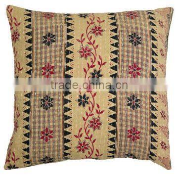 Kantha Cushion Cover - Red Black and Sand Design photo-2