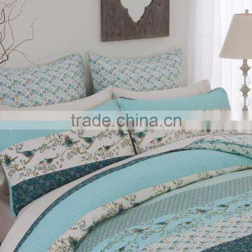 Printed Birds & Plain And Floral Panels Quilt Cover photo-4
