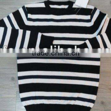 Black/white fashion design 100% cotton pullover knitted sweater