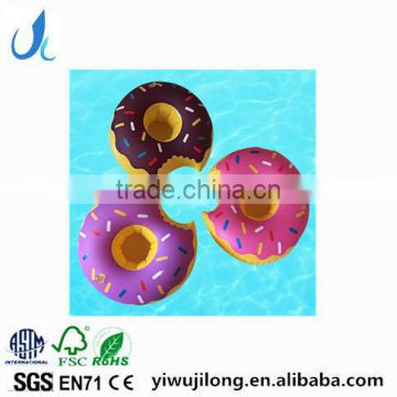 PVC Inflatable Doughnut Drink Cup Holder Float Swimming Pool Water Party Toys