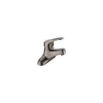 Two Holes Brushed Nickel Basin Tap Faucets , Single Lever Basin Mixer Tap