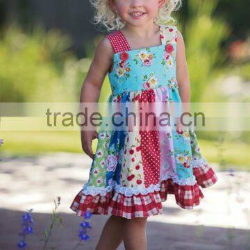 summer 2017 remake cute baby girls dress multicolors splicing floral clothing