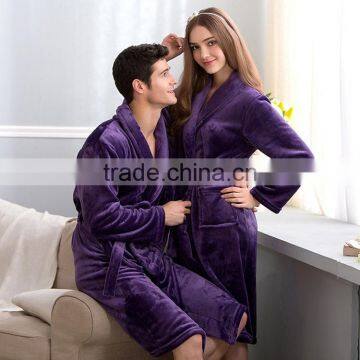 coral fleece bathrobe unisex couple robe purple hotel & spa wholesale bathrobe