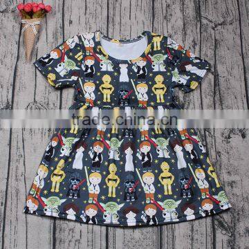 Hot Sale Yawoo new fabric patterns short sleeve smocked summer dress baby girls dresses