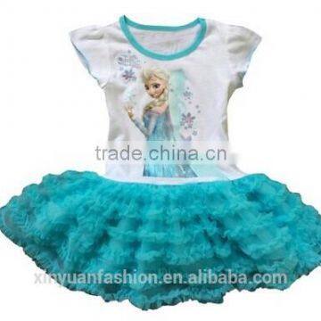 2014 hot sale barbie girl kid childrens fancy one piece cosplay printed dress