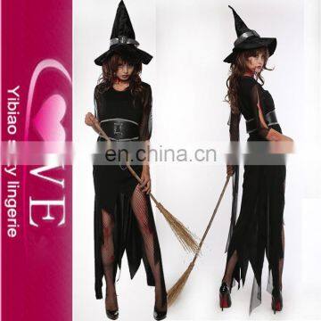 Cheap Price Spell Caster Dark Long Dress Sexy Black Witch Costume