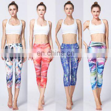 Wholesale custom high waist sexy printed women yoga leggings with custom logo