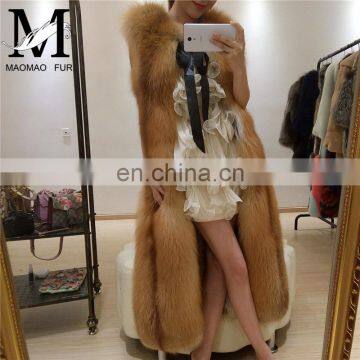 Winter New Fox Fur Vest Women Elegant Red Fox Fur Gilet Fur Real Fox Vest