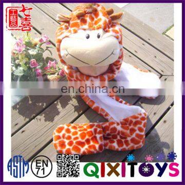 Hot sale personalized christmas ornaments interesting plush animal head giraffe hat wholesale