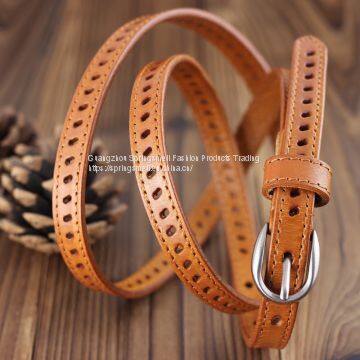 Fashionable Lady Genuine Cow Leather Woman Hollow Leather Belts photo-2