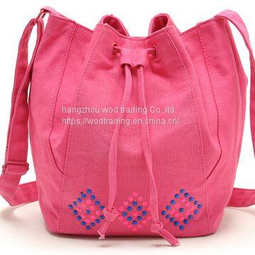 pink canvas hobo bag with long shoulder from China