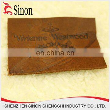 fashion design new pu label materials embossed leather label for jeans patch