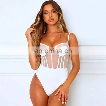 Women's Sleeveless Scoop Neck Strappy Backless Vintage Bodysuit