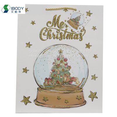 Custom Recyclable 128g Coated Paper Coated Bright Film Christmas Gift Bag Clothes Shopping Bag photo-5