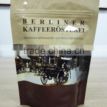 stand up zipper bag with valve for coffee bean/powder packaging