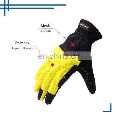 HANDLANDY Synthetic Leather Palm Garden Work House Chores Automotive Safety Working Gloves for Mechanic photo-2