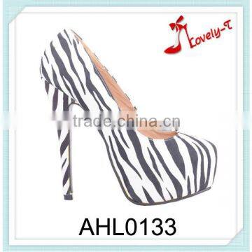 zebra-stripe stylish lady shoes lady high heel dress shoes