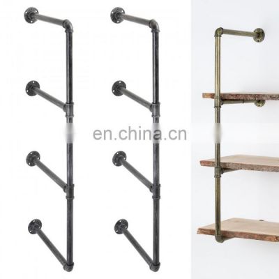 Brackets Heavy Duty 2 3 Layers Tiered Decor Rustic Metal Steel Mounting Cast Iron Industrial Wall Shelf Floating Pipe Bracket