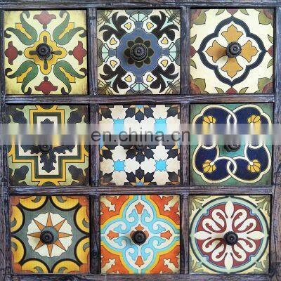 Caoxian Furniture 100% Solid Wood Printing Color Antique Vintage Cabinet photo-2