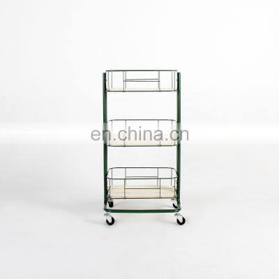 Nordic Shelf Storage Trolley 3 Tier Shelf and Cart With Four Wheels