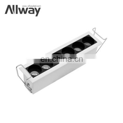 High Quality Recessed Aluminum Tri Light Color Grille Lamp 8Watt LED Linear Down Lighting