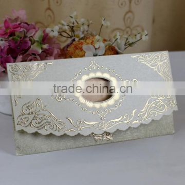 New Arrival Decorative Indian Hot Stamping Ellipse Cutout Invitation Cards