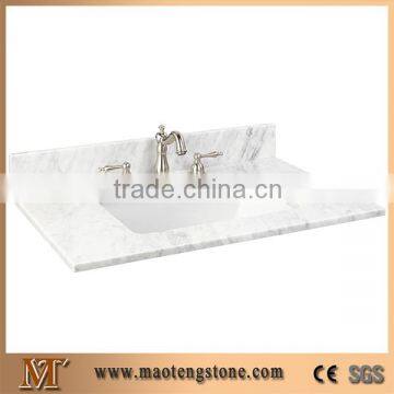 Natural Stone White Color Vanity Tops with Ceramic Sink Volakas Marble Tops