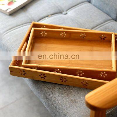 Hot Selling New Design Durable Kitchen Organic Bamboo Food Serving Platter Tray Set