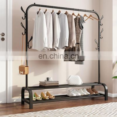 Iron Indoor Steel Garment Clothes Storage Hangers Standing Coat Rack Display