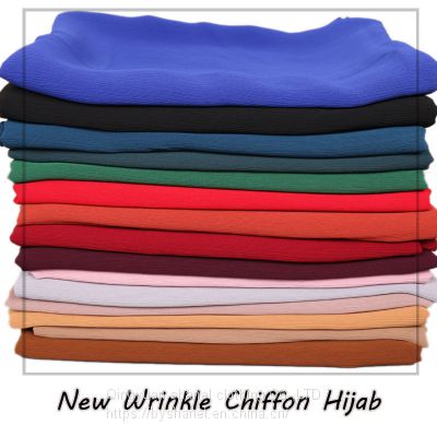 YW72 Solid Color Thick Chiffon Muslim Hijab Long Scarf