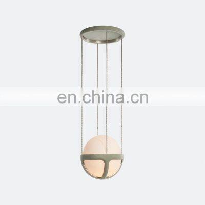 Modern Minimalist Bedside Lamp Milk White Glass Ball Pendant Light with LED Source Creative round Chandeliers for Bedroom