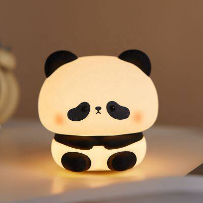 EGOGO Creative Panda LED Night Light Cute Switch Controlled Silicone Lamp With Warm Color Bedside Table Decor Kids Room 5V Input photo-3
