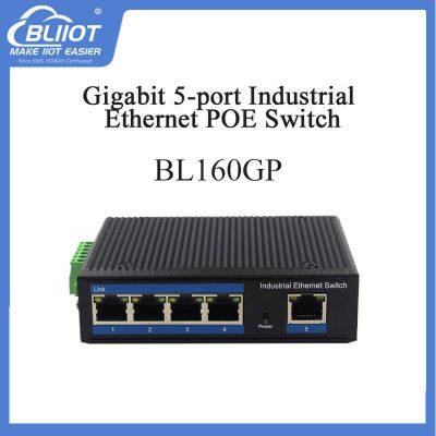 BL160GP Network POE Switch with DIN-Rail Mounting, Wide Temperature Operation, IP40 Rating and LED Indicators